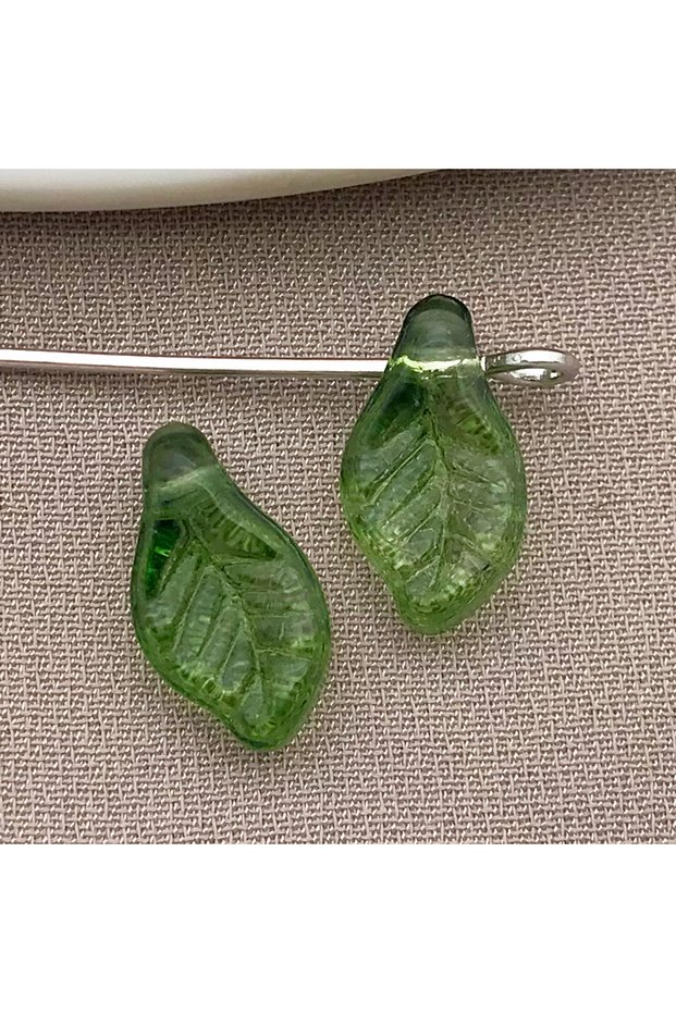 26677-50pcs 20/50pcs 7*12mm Gold-Trimmed Mini Laurel Leaves, Czech-style Glass Loose Beads for Handm