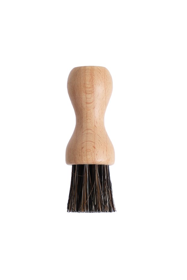 wood color Mini Horse Hair Oiling Brush, Beech Small Shoe Brush, Soft Fur Leather Shoe Care Brush, D