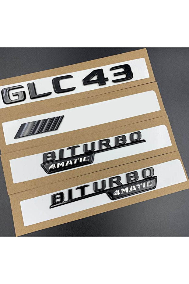 AMG Glossy Black 3D ABS Glossy Black Logo GLC 43 Emblem Letters Biturbo 4MATIC Badge Car Trunk Stick
