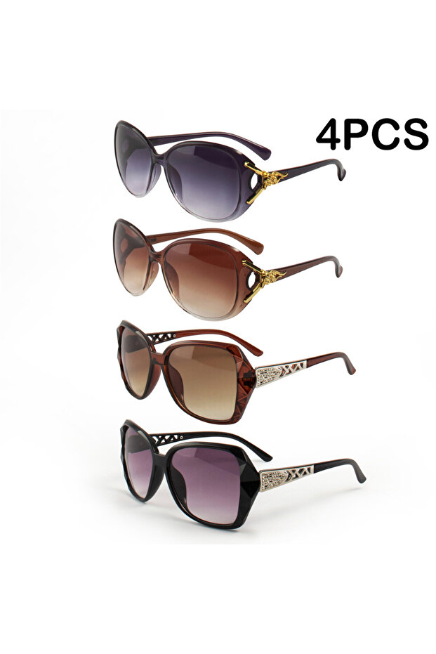 C1 4PCS Fashion Oversized Sunglasses PC Female Big Frame Gradient Sun Glasses gafas de sol mujer