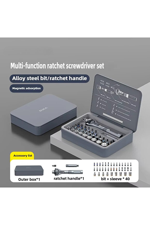 RS2 Atuman Magnetic Ratchet Screwdriver Set 40 in 1 Portable Precision Repair Tool Kit for Furnitur