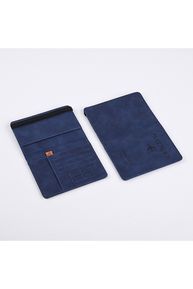 Blue Men PU Leather Wallet Travel Passport Purse Card Male Travel Accessories Hand Carry Passport Bu