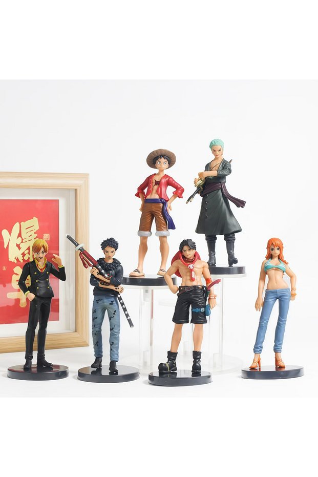 Bandai 6pcs 6pcs Anime One Piece Figures Monkey D. Luffy Roronoa Zoro Sanji Action Model Pvc Desktop