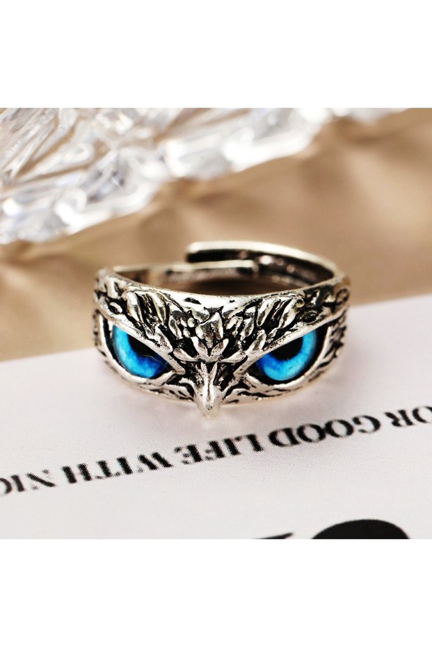 resizable Blue Fashion Charm Vintage Owl Ring for Men Women Cute Animals Owl Youth Gothic Rings Jewe