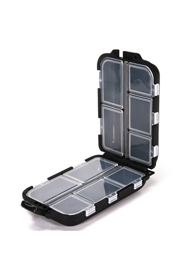 Black 10 Compartment Small Pill Box, Moisture Proof Case, Travel Organizer for Pocket Purse, Daily P