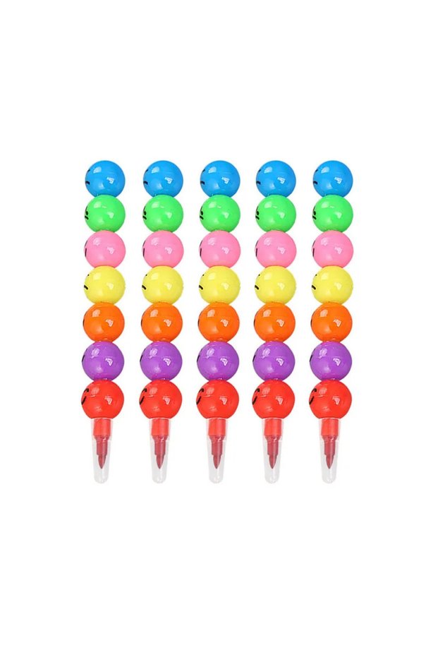 Crayon-5pcs Lollipop Building Block Pencil Painting Cartoon Crayon Cute Smiley Graffiti Colors Penci