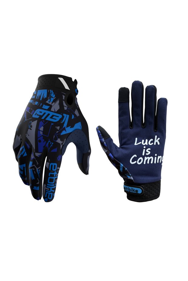 M Black and blue ETBIKE riding gloves, motorcycle outdoor sports off-road, bicycle mountain bike, be