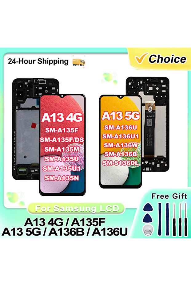 شاشة LCD مع إطار لهاتف A13 4G، شاشة لمس رقمية A135 لهاتف A13 5G