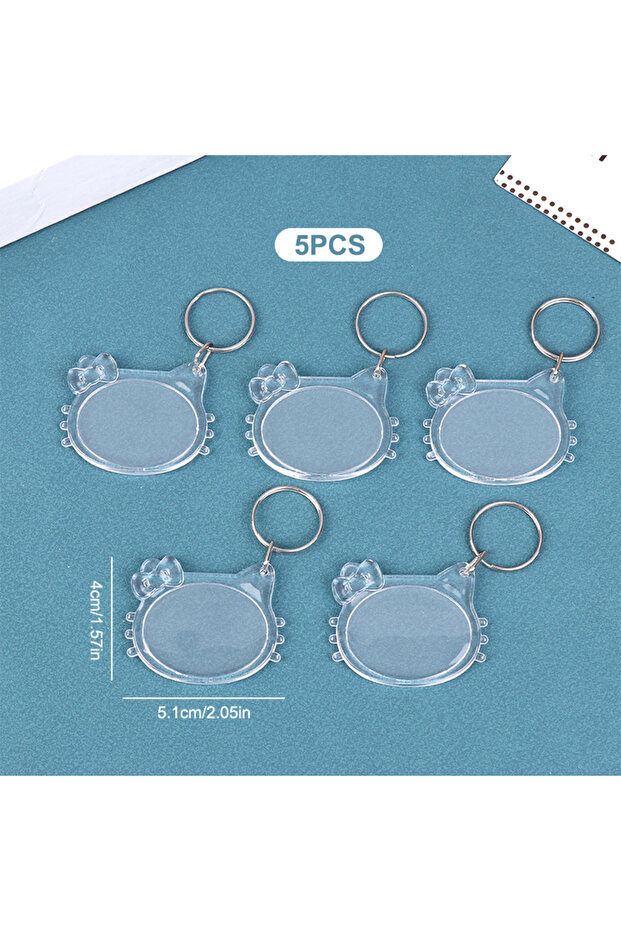 A9 5Pcs 5pcs Blank Photo Frame Keychain Clear Acrylic Keyring Insert Photo Split Key Pendant DIY Key