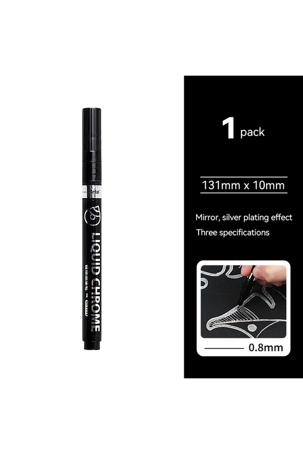 1Pc 0.8mm Silver 6/1pcs Chrome Pen Marker Reflective Mirror Electroplating Paint Repair Marker For R
