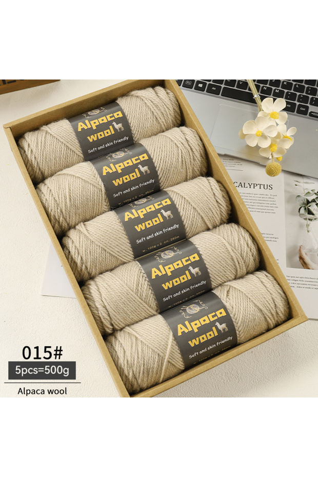 15 Beige 500g Alpaca Wool 245 Chunky Knitting Yarn Multi-Color Autumn and Winter Fashionable Gift fo