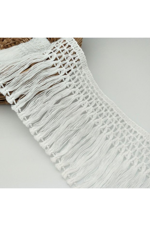 2 Yards White 2 Yards 10CM Beige White Wide Cotton Fringe Lace Ribbon Trim Tassel For DIY Clothing P