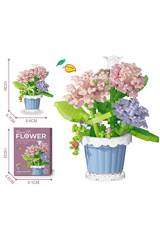 No box 7230 Creative Building Block Bouquet, Eternal Flower Plant Potted Gift, Rose Sunflower Potted
