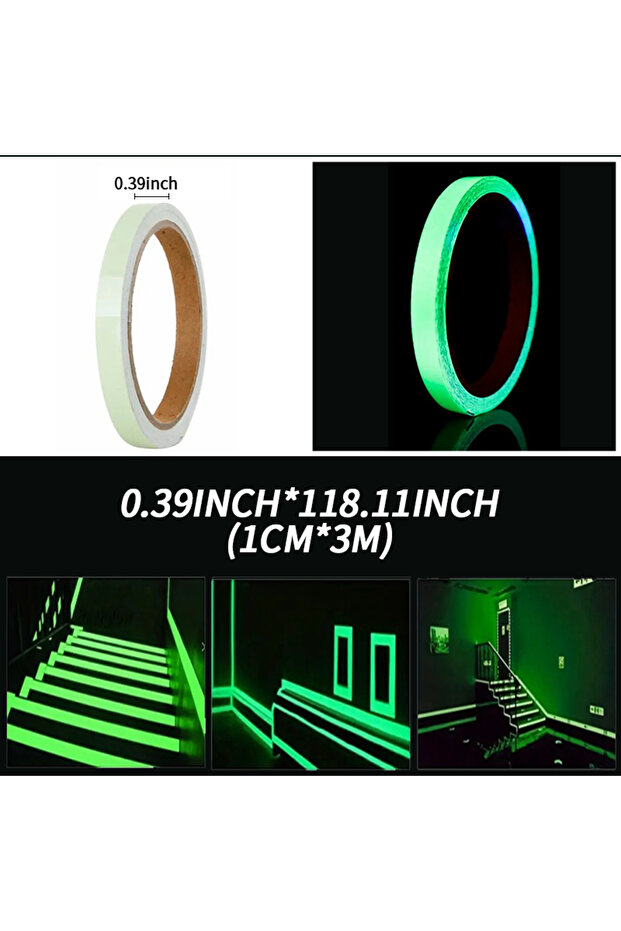 1cmX3M Luminous Fluorescent Night Self-adhesive Glow In The Dark Sticker Tape Safety Security Home D
