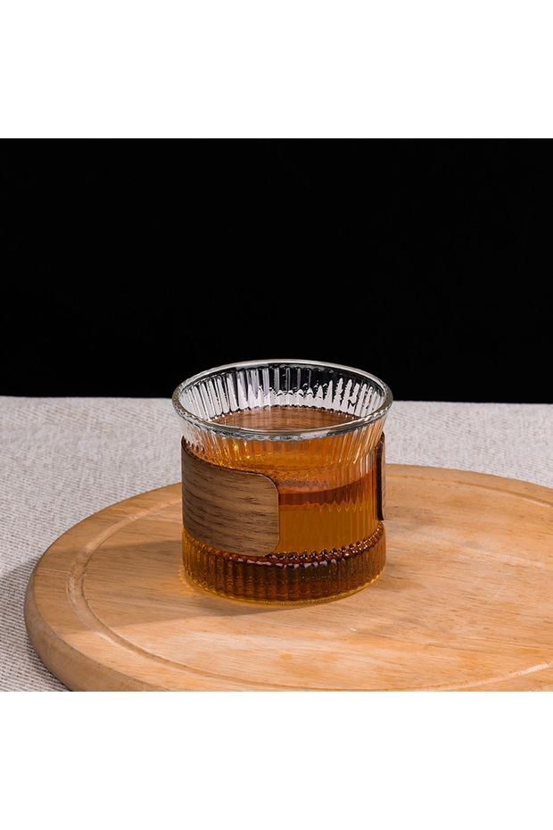 170ML Gianxi Glass Coffee Mug Japanese Style Walnut Cup SleeveTransparent Kawaii Cup Coffeeware Bea