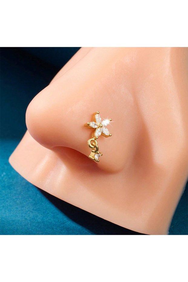 Geometric Face 20G 0.8mmx7mm Nose Rings & Studs C 20G L Shaped Nose Studs Rings Cute Heart Shiny CZ