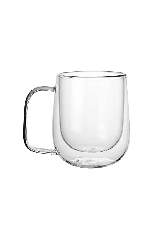250-450ml 250ml Double Wall High Borosilicate Glass Mug Heat Resistant Handle Coffee Milk Juice Wate