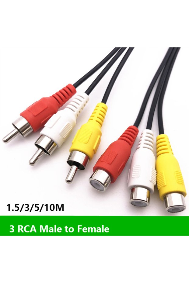 1.5m black 3RCA to 3 RCA Cable Audio Video AV Male to Female Extension Cable 1.5m 3m 5m 10M