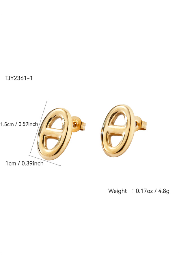 Gold stud earrings Korean Wave Minimalist Chic Stainless Steel Chinese Character Stud Earrings
