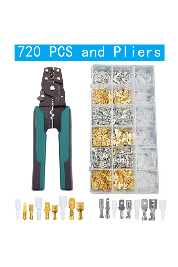 720pcs-and-Pliers-JY Boxed Crimp Terminal,Electrical Connector,U/O Shaped,Splicing Termination 2.8/4
