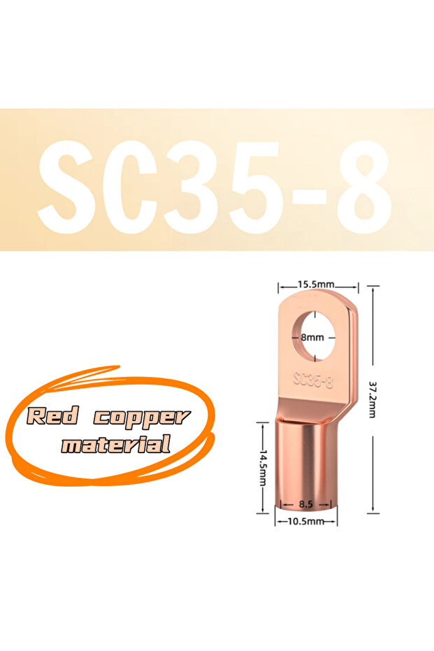 SC35-8 10PCS 5-20Pcs 4-70mm2 SC4 SC6 SC10 SC16 SC25 SC35 SC50-95 Tinned Copper Wire Nose Terminal Cr