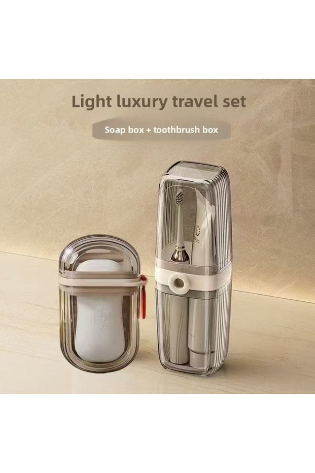 2Pcs Set Portable Mouthwash Cup Soap Box, Wash Cup Toothbrush Storage Box Set, Home and Travel Denta