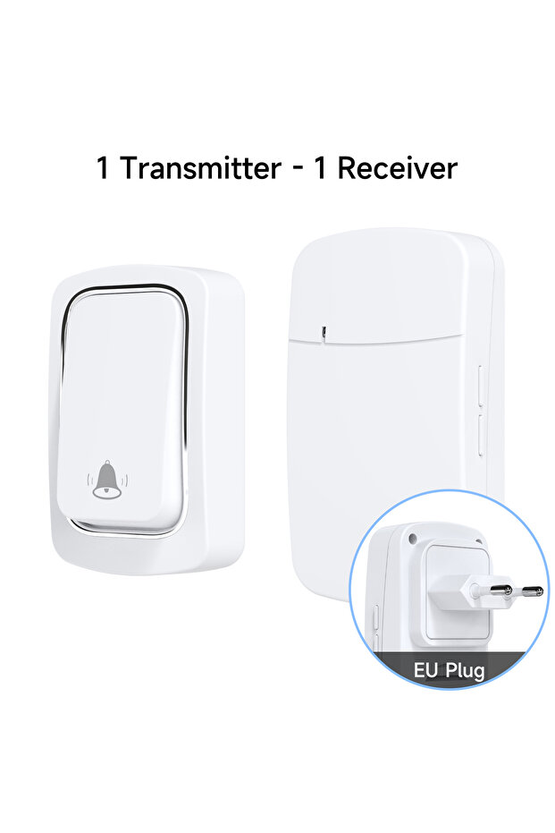 EU plug white 1to 1 No Battery Required Modern IP44 Waterproof AC Door Bell High Volume Electronic S