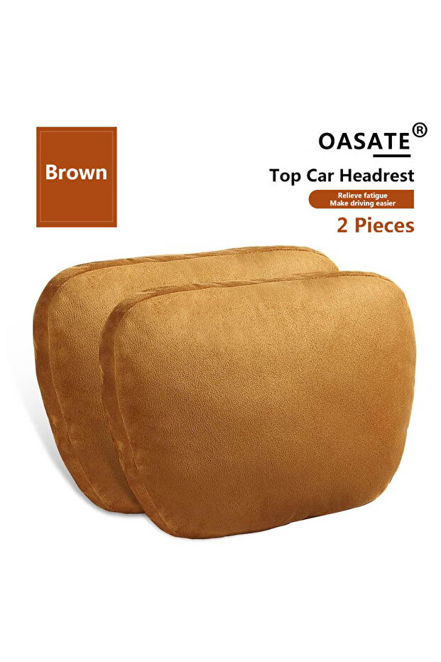 Brown 2Pcs Top Car Headrest Neck Support Seat For Mercedes-Benz Maybach S Class Soft Universal Adjus