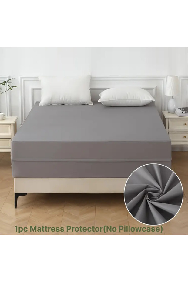 Queen 152x203 grey 1pc 6-Sided Waterproof Mattress Protector, Dustproof Mattress Encasement with Zip