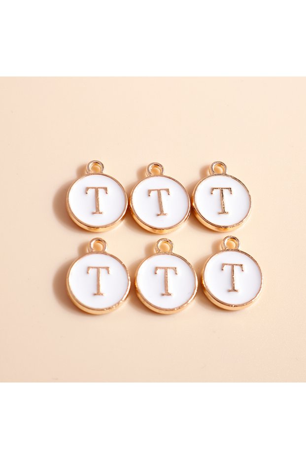 WHITE T 10pcs Cute Mini White Alphabet 26 Letters Charms Pendants for DIY Name Jewelry Necklace Brac