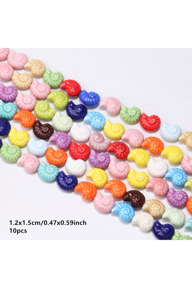 C07113 10Pcs Kawaii Ceramic Beads Sea Animal Fish Duck Heart Flowers Spacer Loose Beads For Jewelry