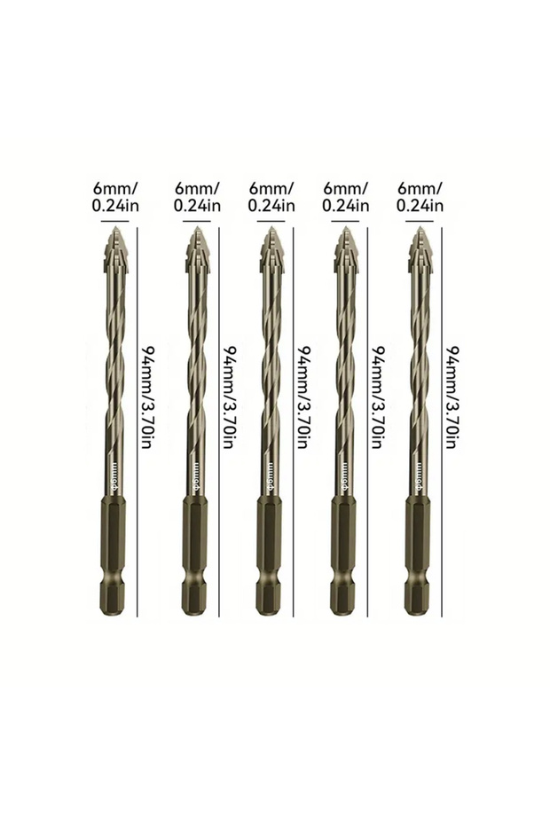 6mm 5pcs 4-12mm Four-Flute Sawtooth Drill Bit Sawtooth Drilling Tools For Glass/Tile/Concrete/Metal