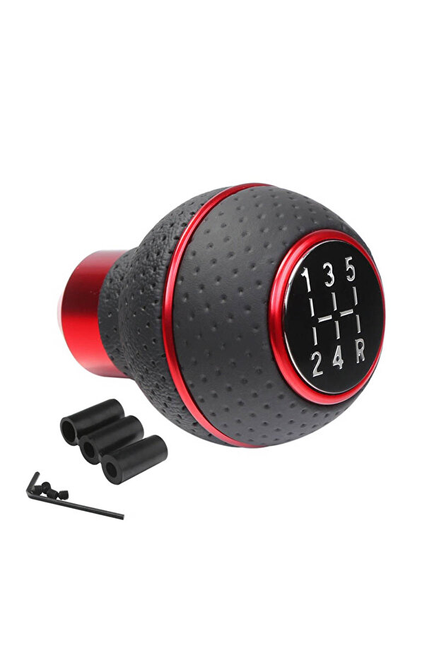 red ring 5 Speed Shift Knob Gear Stick Leather Shifter Lever Shifting Transmission Fit Most Manual C