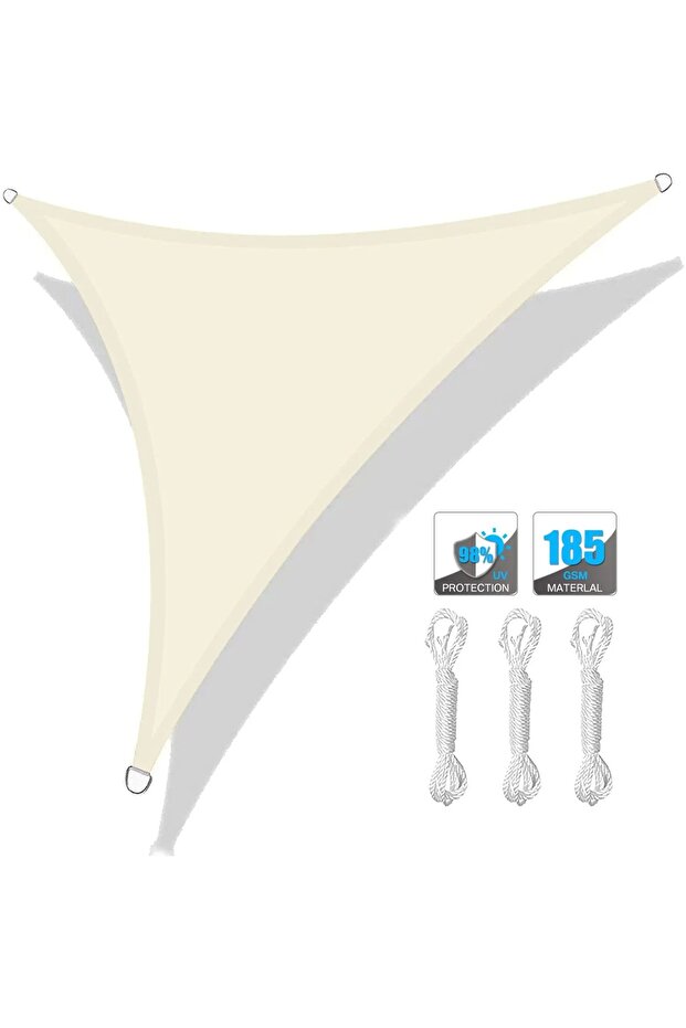 3x3x3M Beige 5x5x5/3x3x3M/2x2x2M Waterproof Triangle Sun Shade Sail Canopy For Outdoor Garden Patio