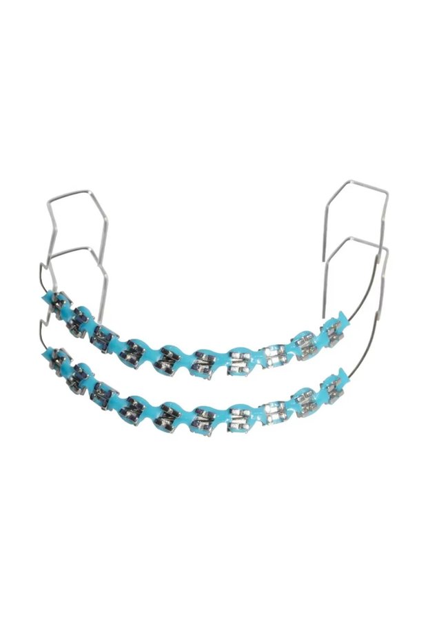blue 1Pairs Temporary Tooth Decoration Dental Fake Braces with Metal Wires & Bracket Orthodontic Bra