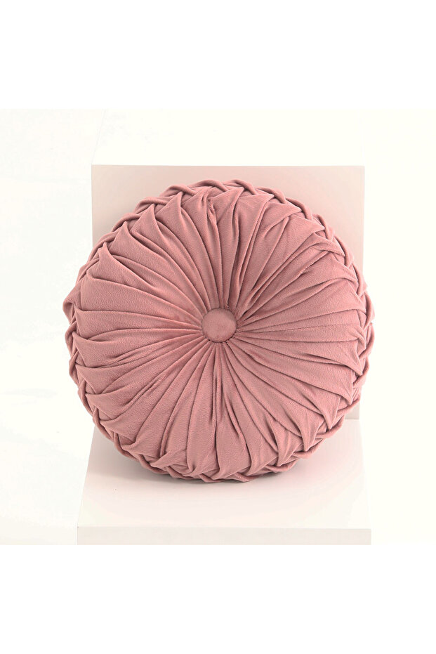 35x35CM Pink Throw Pillow Hand Sewn Pleated 3D Dutch Velvet Pumpkin Backrest Waist Lumbar Support Cu