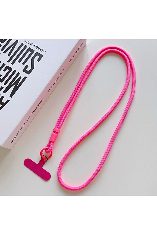 B6RoseRed Personalize Trend Solid Color Mobile Phone Lanyard Diagonal Span Long Rope Shoulder Strap