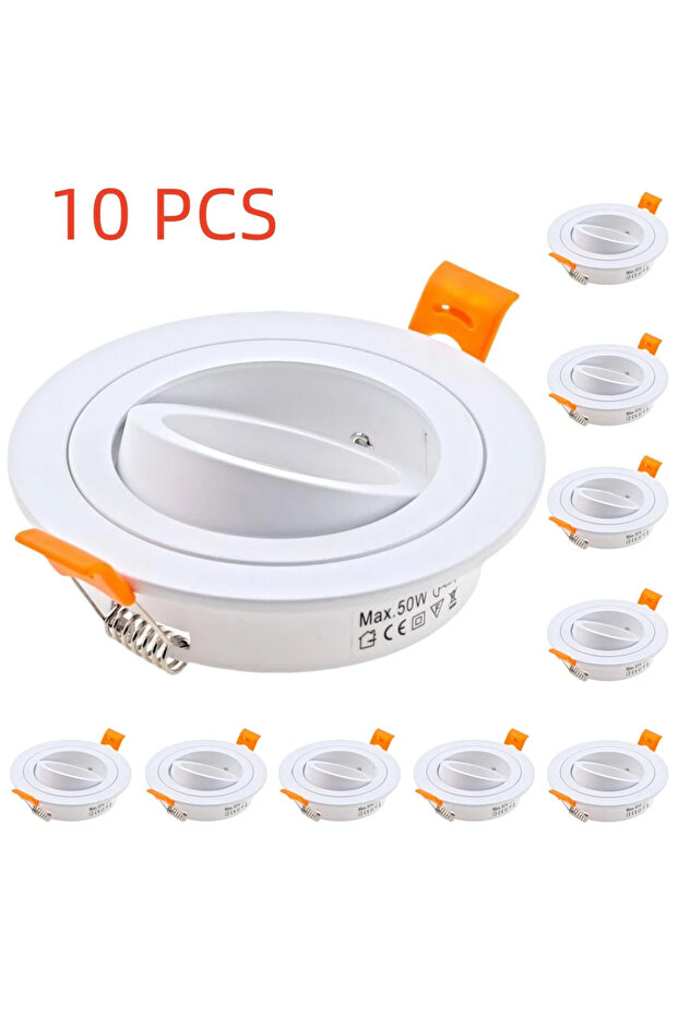 10 قطع بيضاء، 5/10 قطع، مصابيح سقف دائرية غائرة GU10 MR16، إطار إضاءة LED سفلية، زاوية قابلة للتعديل