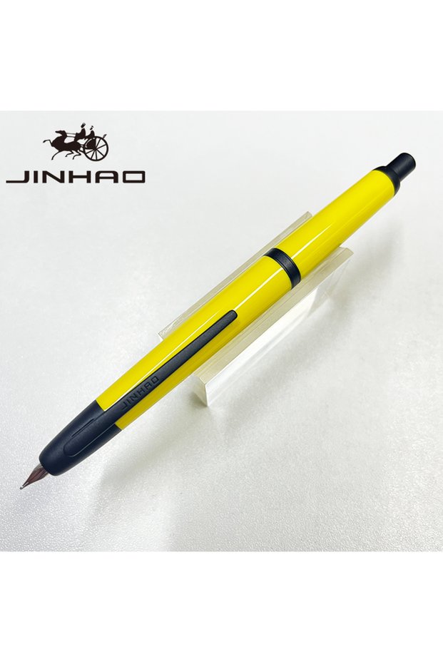 EF Yellow Black Jinhao 20 Press Retractable Fountain Pen EF/F Nib with Converter Resin Writing Gift