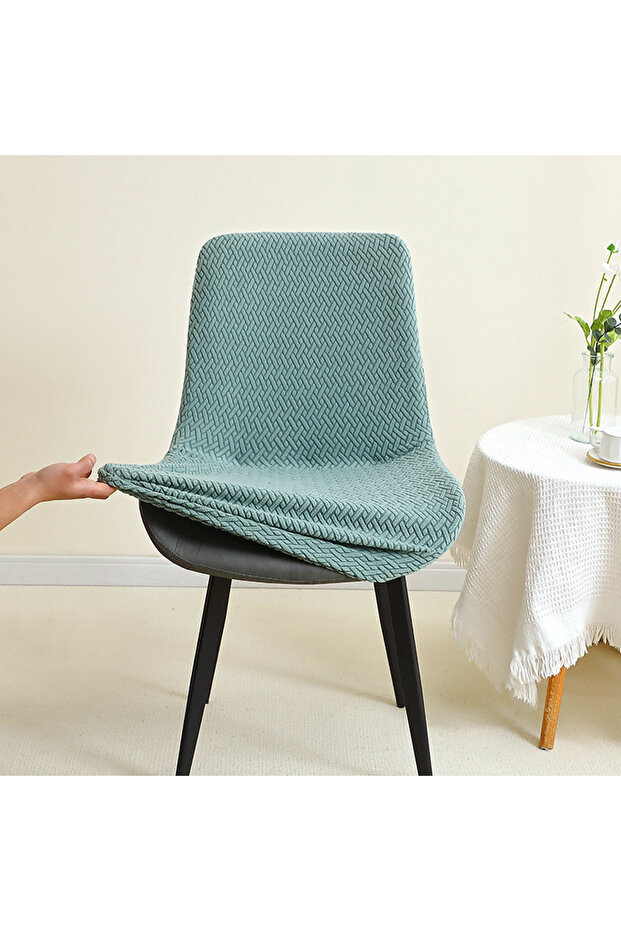 1PC A6 chair cover 1/4pcs Jacquard Curved Chair Covers Stretch Dining Chair Slipcover Solid Color Ar