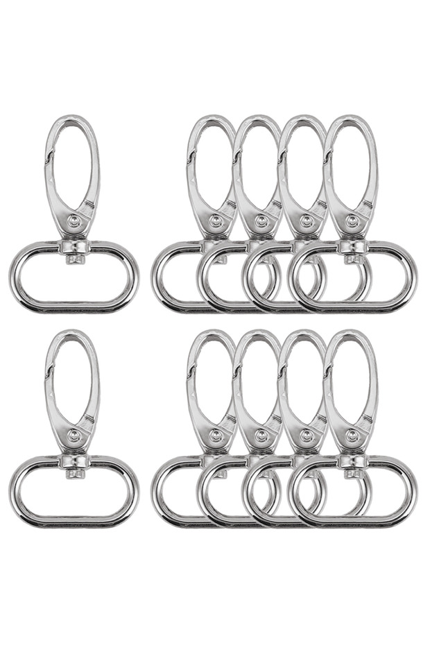 30pcs Silvery 10/20/30Pcs Oval Ring Swivel Lobster Clasp Claw for Strap Push Gate Swivel Snap Keycha