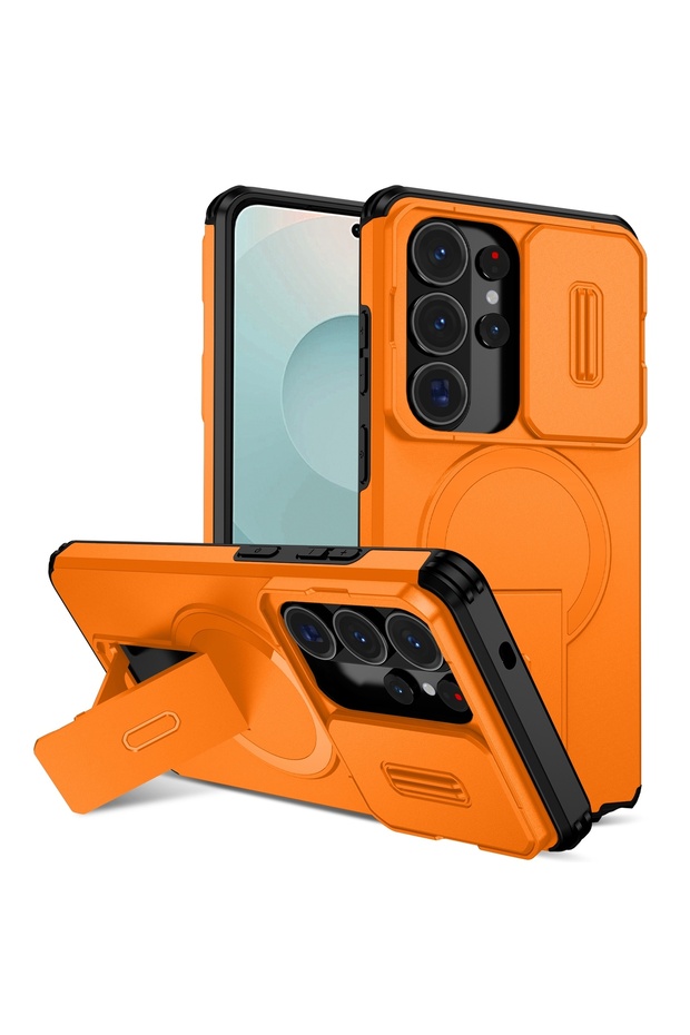 Galaxy S24 Ultra Orange Lens Protect Camera Phone Case for Samsung S26 S25 FE S24 Ultra S23 Plus A17