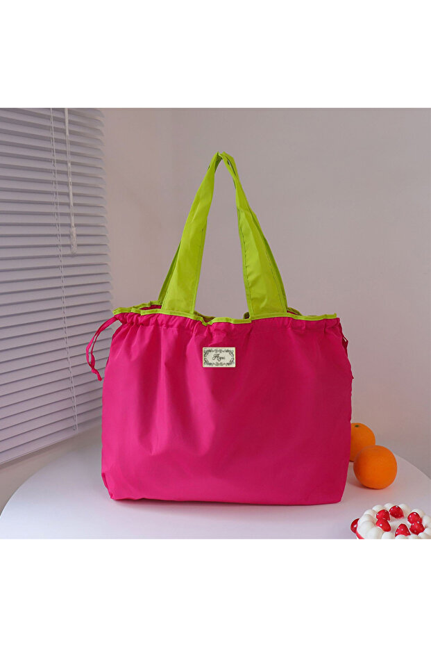 50x40cm Rose red Large Capacity Reusable Shopping Bag Fashion Eco-Friendly Drawstring Grocery Bag Ca