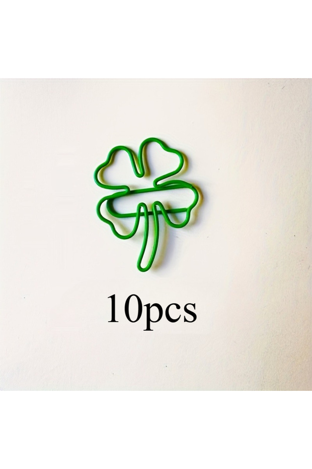 10pcs 10/30/50 Green four-leaf clover-shaped paper clips - Lucky little clips, durable color documen