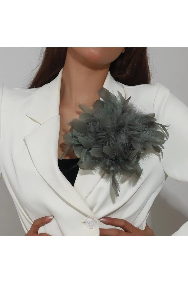 Dark green Handmade Luxury Colorful Feather Large Brooch 20CM Exaggerated Lapel Pins for Women Fashi