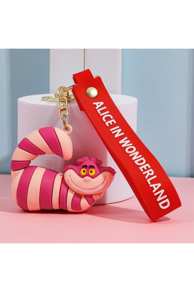 ZG0767 Alice in Wonderland Silicone Keychain Lovely 3D Anime Film Figure Key Chain Keyrings Backpack
