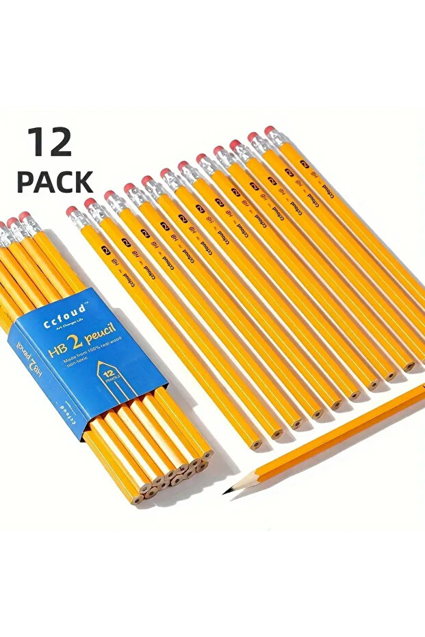 12 pcs 12PCS Woodcased Pencils with Eraser Pre-sharpened HB Lead Graphite Pencils for Students Adult