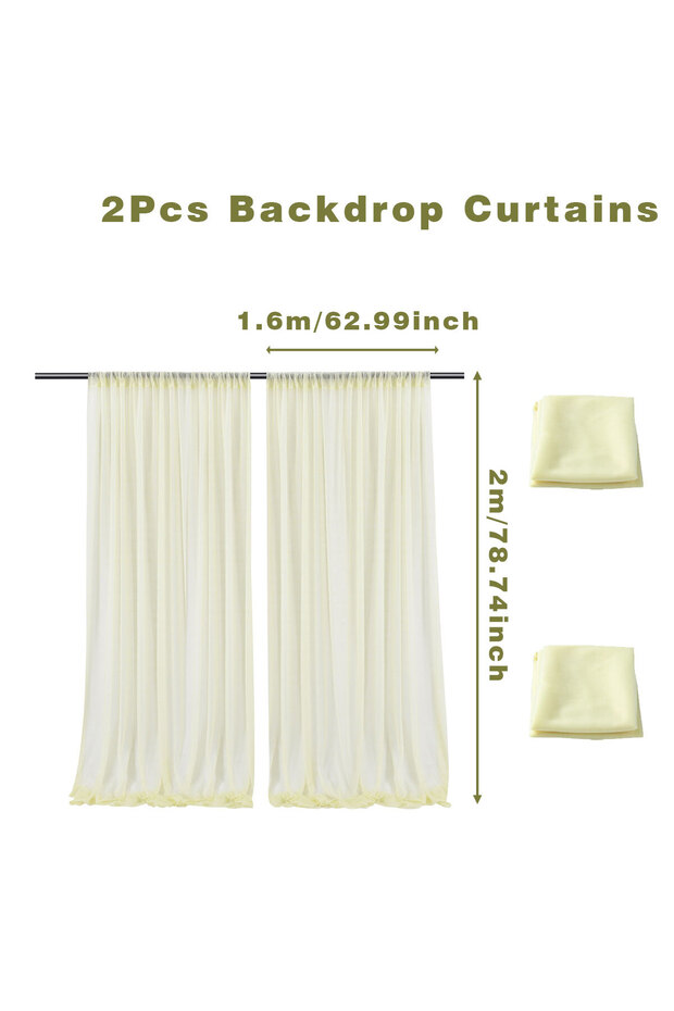 2 2pcs 1.6x2m Ivory Chiffon Wedding Tulle Yarn Background Crystal Sheer Fabric Rustic Country Weddi.