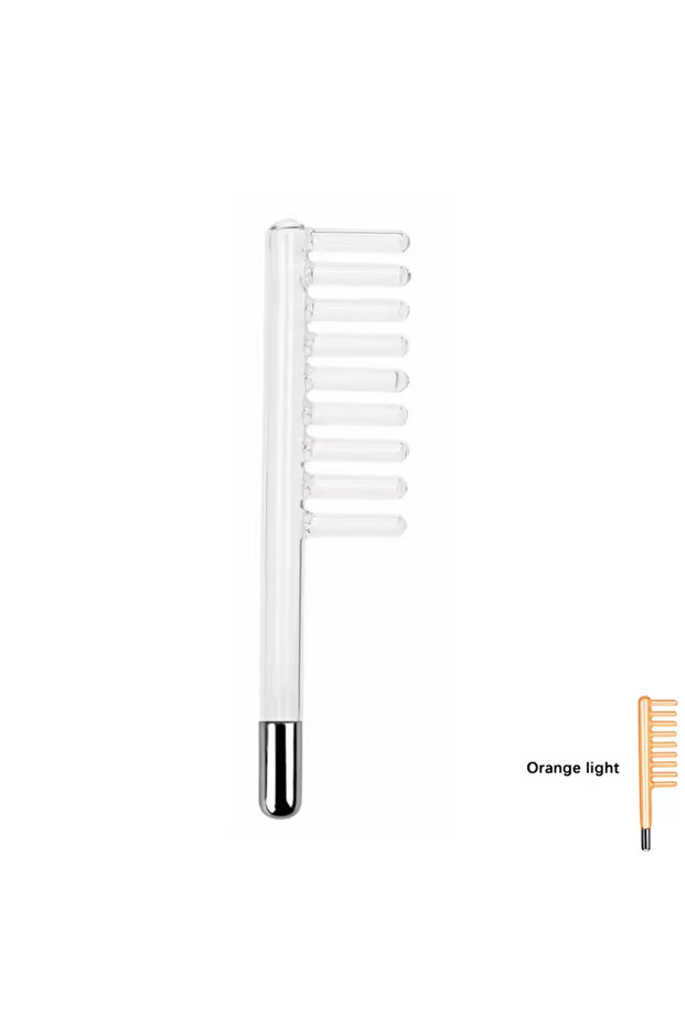 Comb High Frequency Electrode Wand - Replacement Glass Tube for Facial Machines with Mushroom Tip Cl