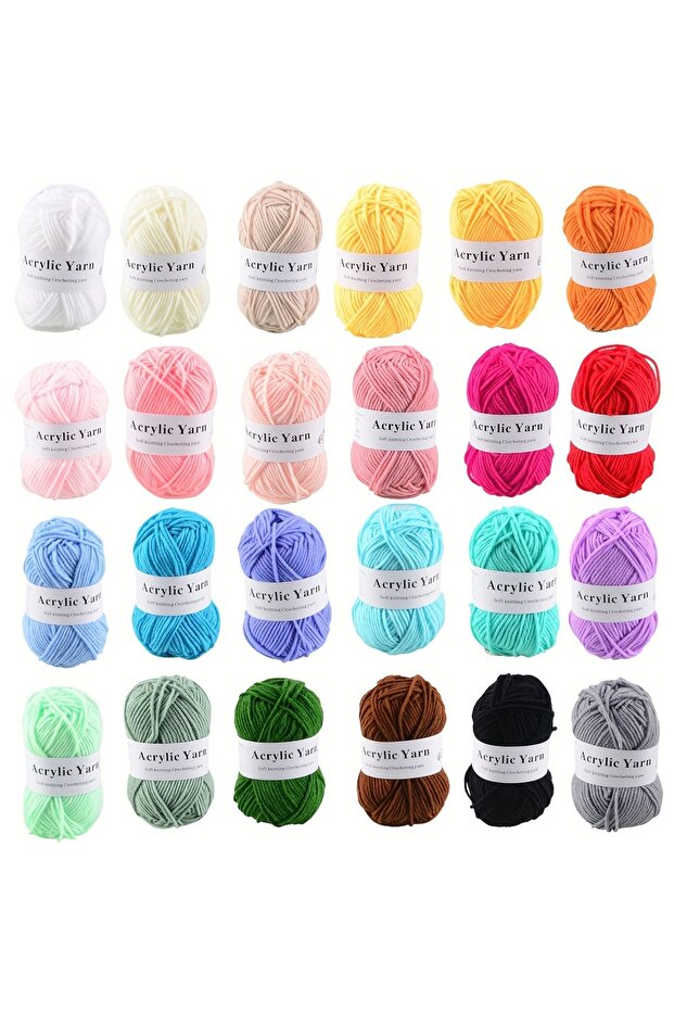 C-24pcs 12/24pcs 100% Acrylic Hand Knitting Yarn for Crocheting Sweater Scarf Hat DIY Handmade Amugr